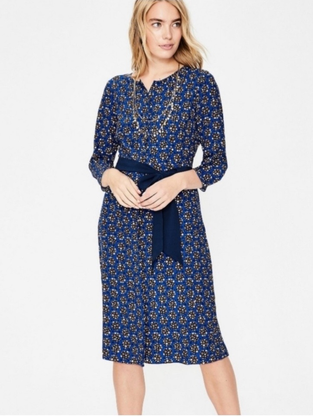Boden Starry Ottilie Belted Viscose Midi Dress